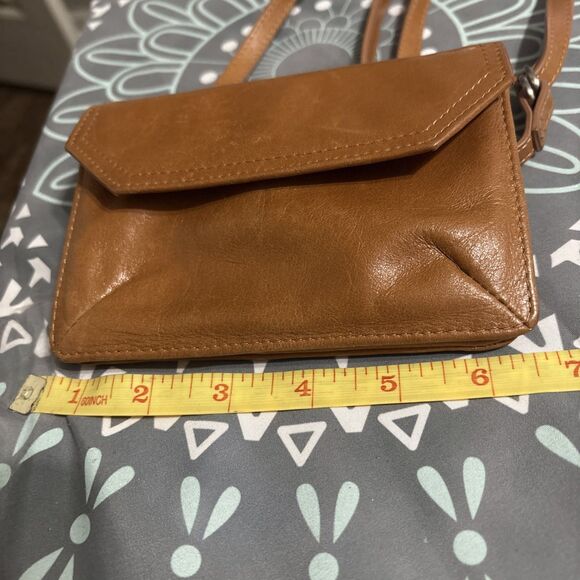 Vintage HOBO Camel Tan Leather Crossbody Wallet Y2K - Picture 6 of 8